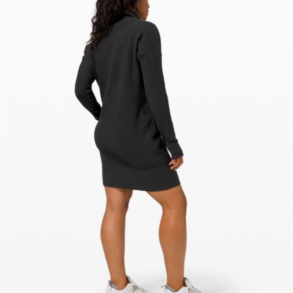 Lululemon Call for Cozy Black Ribbed Dress Size 4 - Picture 2 of 11